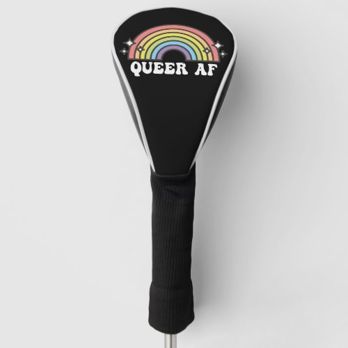 Queer AF Rainbow Gay Lesbian Trans Bisexual LGBTQ  Golf Head Cover