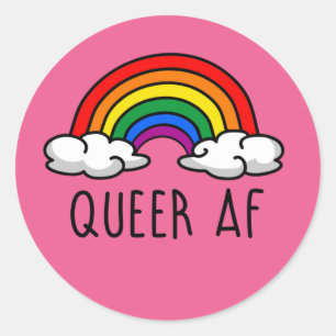 QUEER AF T-Shirt Classic Round Sticker