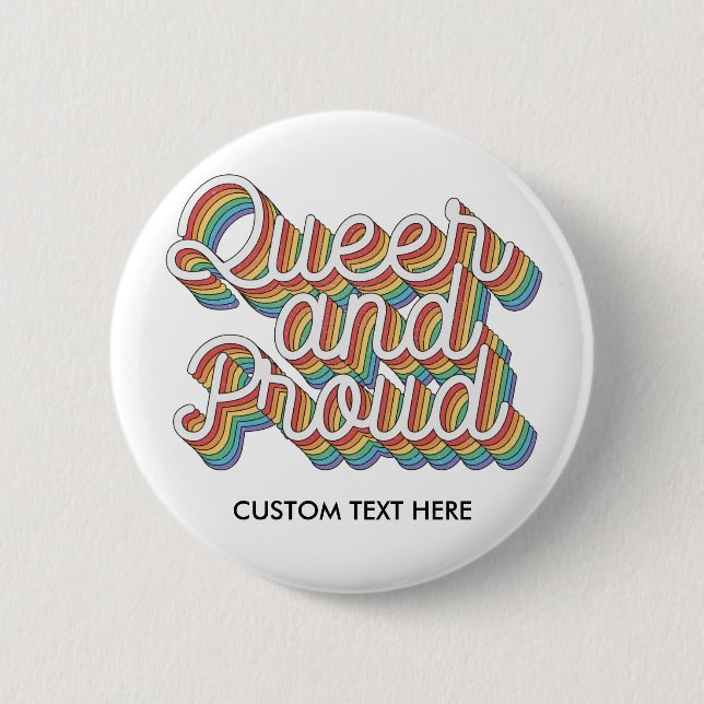 QUEER AND PROUD RAINBOW FLAG AESTHETICS '70 BUTTON (Front)