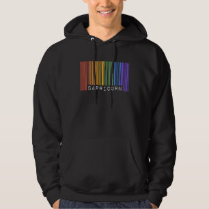 Queer Capricorn Barcode Gay Pride Flag Zodiac Sign Hoodie
