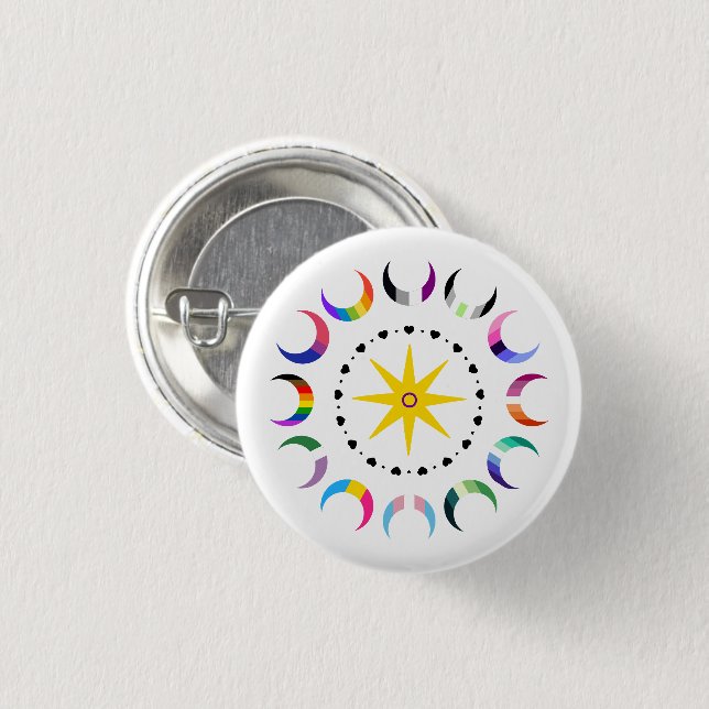 Queer Crescent Pride Moons Button (Front & Back)