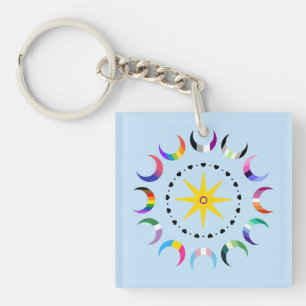 Queer Crescent Pride Moons Keychain