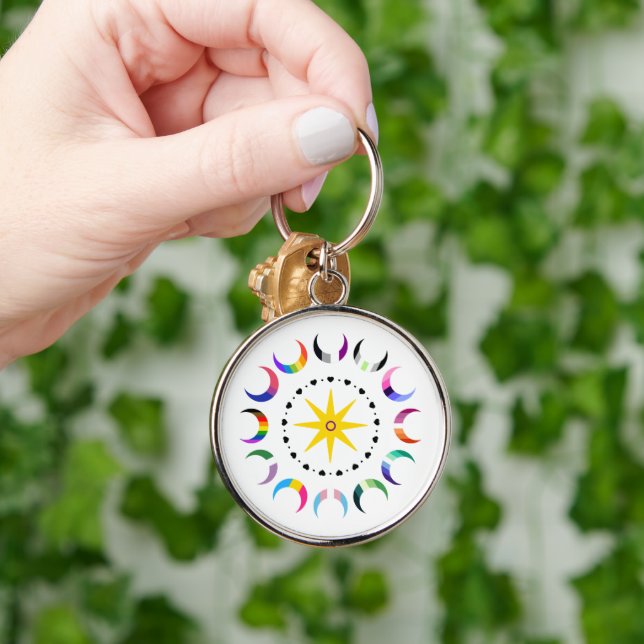 Queer Crescent Pride Moons Keychain (Hand)
