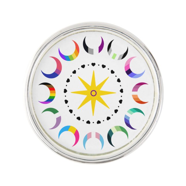 Queer Crescent Pride Moons Lapel Pin (Front)
