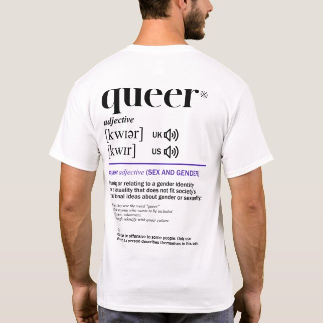 Queer Dictionary, Non-binary pride T-Shirt (Back)