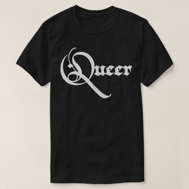 Queer Faded Retro Typography Statement Design 2 T-Shirt (Design Front)