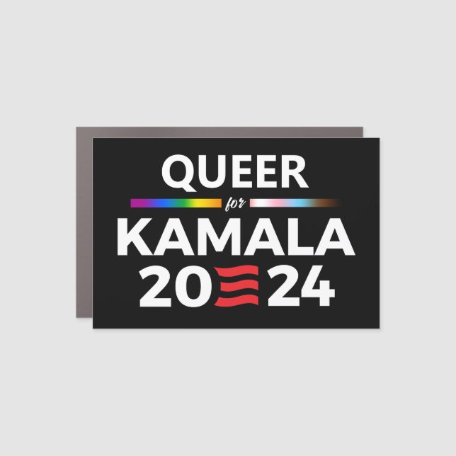 Queer for Kamala Harris Car Magnet (Front)