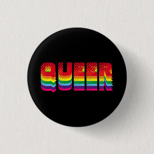 Queer gay pride lgbtq rainbow retro typography  button