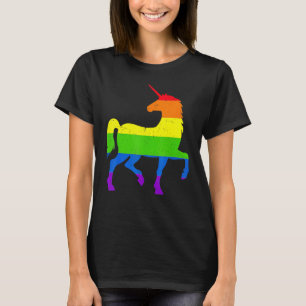 Queer Gay Pride Month Rainbow Flag Fantasy Unicorn T-Shirt