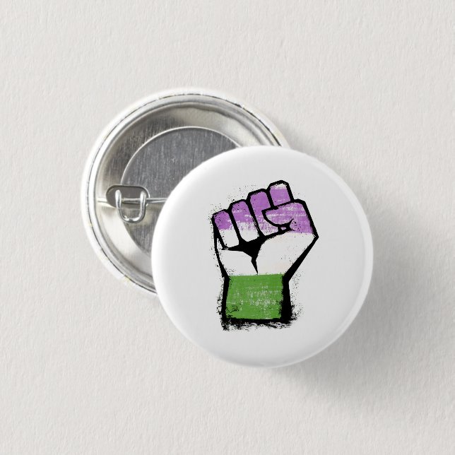 Queer / Genderqueer Pride Fist Button (Front & Back)