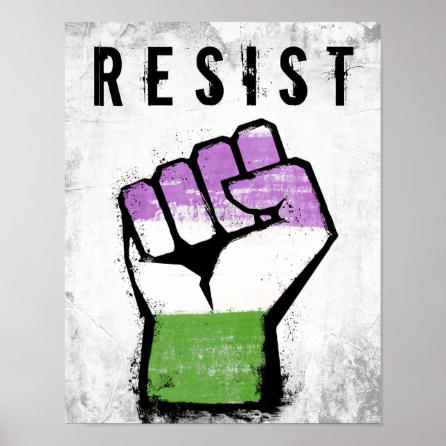 Queer / Genderqueer Pride Fist Poster (Front)