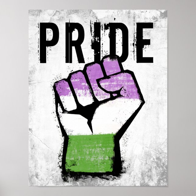 Queer / Genderqueer Pride Fist Poster (Front)