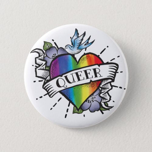 Queer Heart Tattoo Button