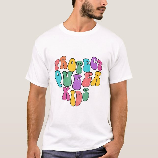 Queer Kids Cute LGBTQ Support T-Shirt (Front)
