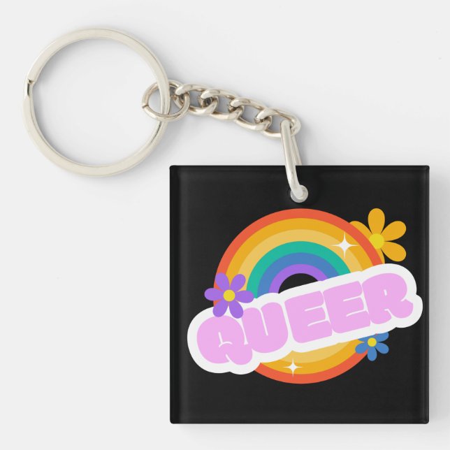 Queer. LGBT+Pride. card Keychain (Front)