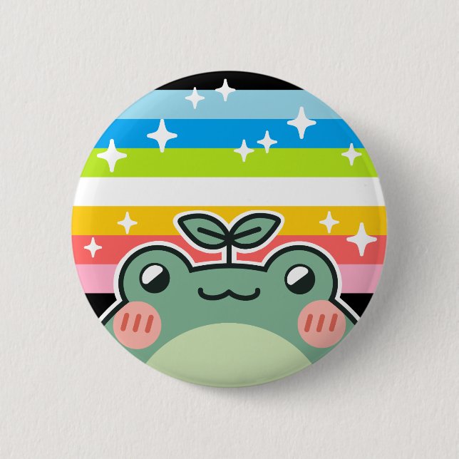 Queer LGBT Pride Flag Frog Button (Front)