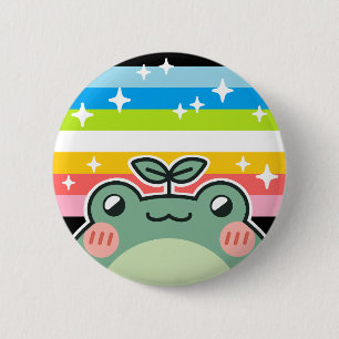 Queer LGBT Pride Flag Frog Button