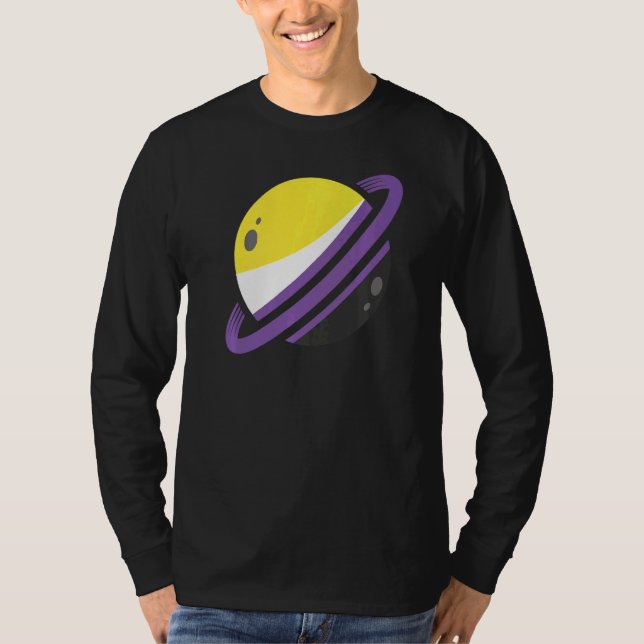 Queer Lgbt Third Gender Nonbinary Flag Saturn Non  T-Shirt (Front)