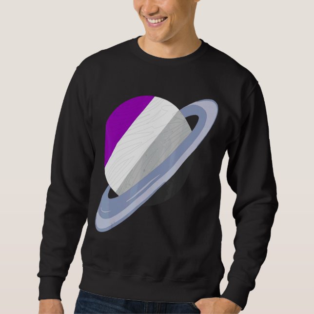 Queer Lgbtq Ace Pride Month Saturn Asexuality Flag Sweatshirt (Front)