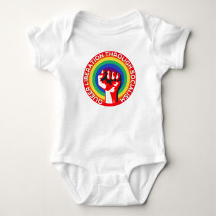 QUEER Liberation Through Socialism! LGBTQ+ Rights  Baby Bodysuit