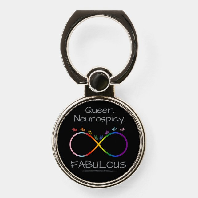 Queer Neurospicy Phone Ring Stand (Front)