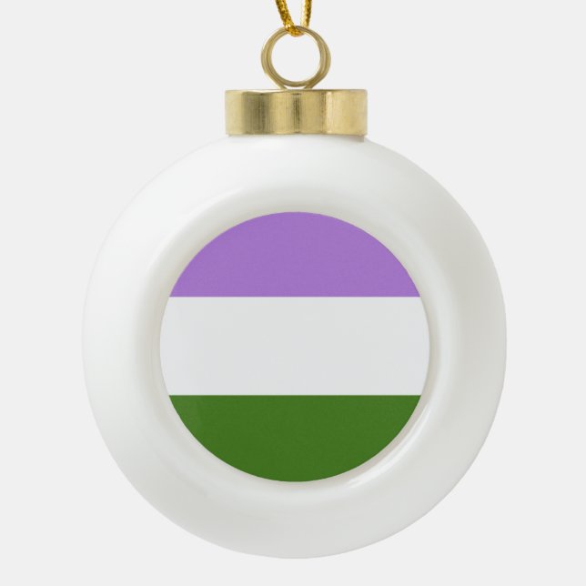 Queer Pride Flag Ceramic Ball Christmas Ornament (Front)
