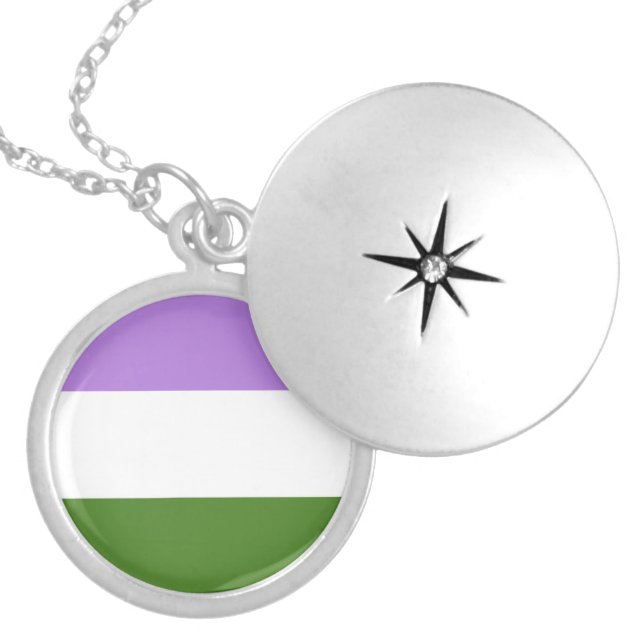 Queer Pride Flag Locket Necklace (Front)