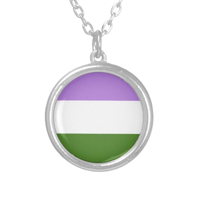 Queer Pride Flag Silver Plated Necklace (Front)