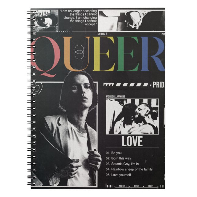 Queer Pride LGBTQ+ Modern Brutalist Notebook (Front)