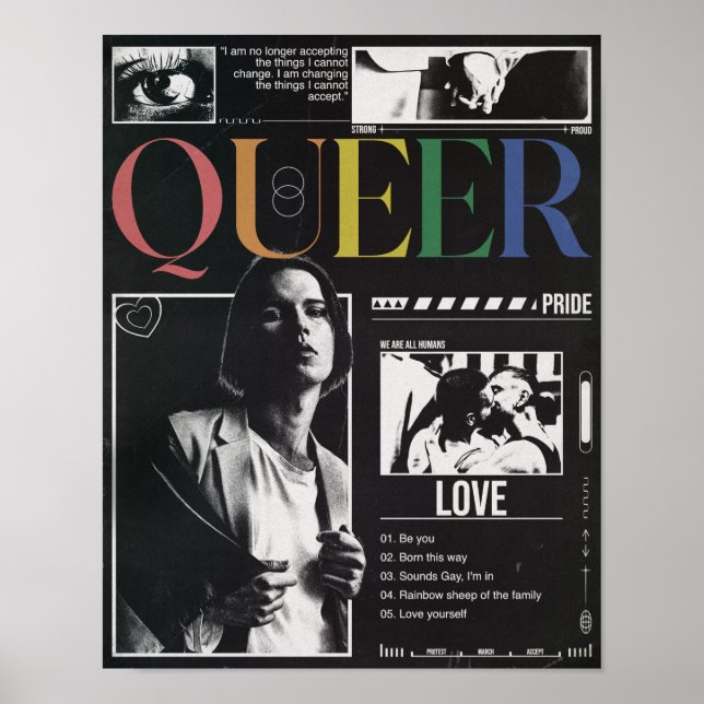 Queer Pride LGBTQ+ Modern Brutalist Poster (Front)