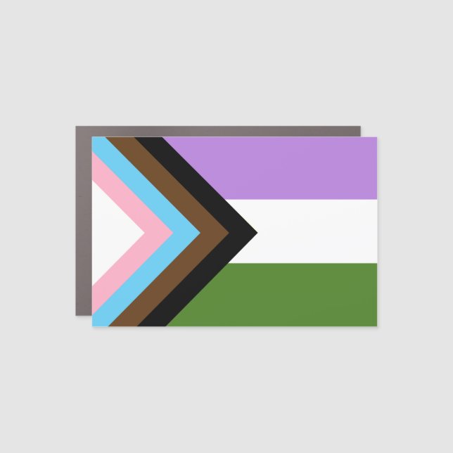 Queer Progress Pride Flag Car Magnet (Front)