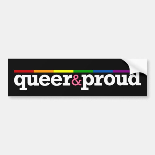 Queerproud Black Bumper Sticker
