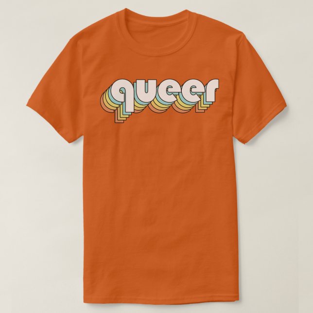 Queer Retro Rainbow Typography Faded Style T-Shirt (Design Front)