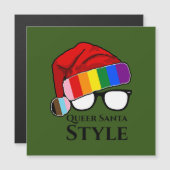 Queer Santa Style Hat and Sunglasses Magnet (Front/Back)
