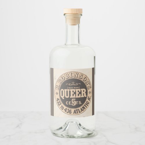 Queer Soda Temperance Brand Vintage Americana Liquor Bottle Label