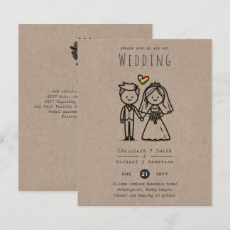 Queer Wedding Cartoon LGBTQIA+ Fun Handdrawn