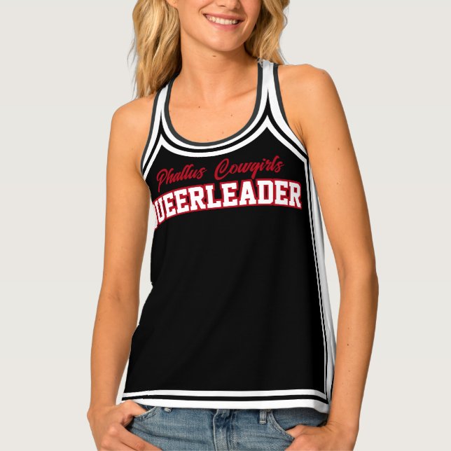 Queerleader Funny Rude Red Black Cheerleader Tank Top (Front)