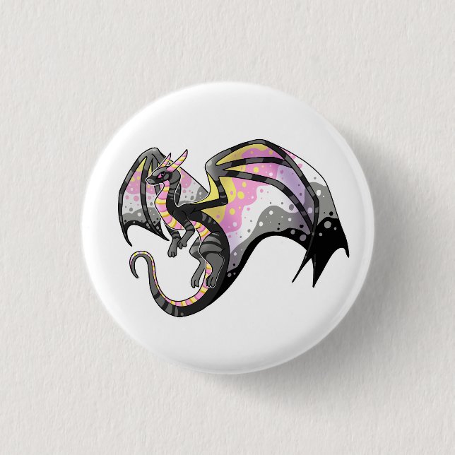 Queerplatonic Pride Dragon Button (Front)
