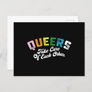 Queers Take Cares Of Each Others LGBT Pride Gay Postcard