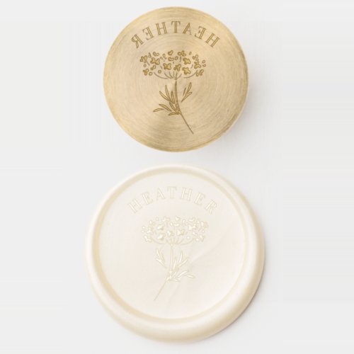 Quenn Annes Lace Flower and Name Wax Seal Stamp