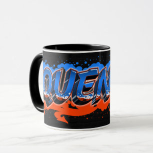 Quentin First Name Graffiti blue orange cup