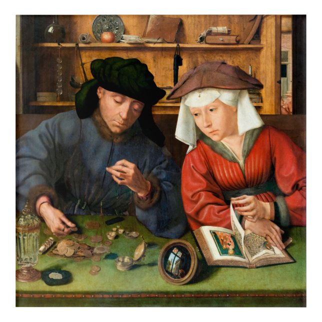 Quentin Matsys - The Moneylender and His Wife Acrylic Print (Front)