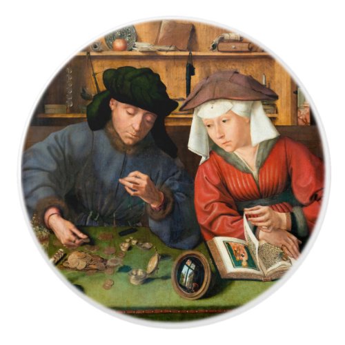 Quentin Matsys _ The Moneylender and His Wife Ceramic Knob