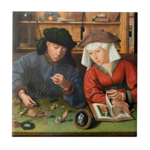 Quentin Matsys _ The Moneylender and His Wife Ceramic Tile