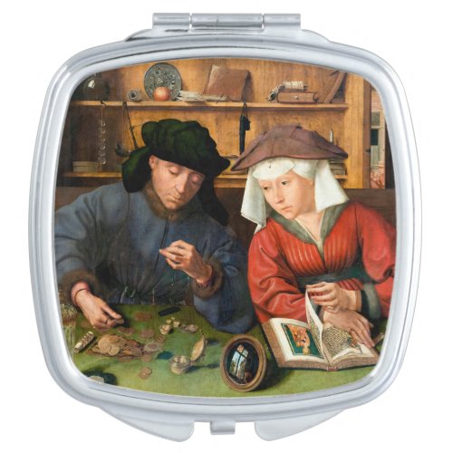 Quentin Matsys _ The Moneylender and His Wife Compact Mirror