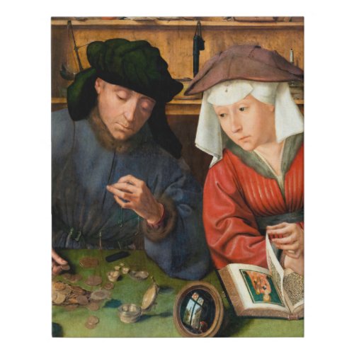 Quentin Matsys _ The Moneylender and His Wife Faux Canvas Print