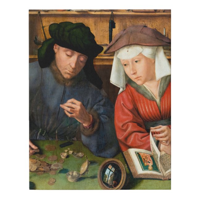 Quentin Matsys - The Moneylender and His Wife Faux Canvas Print (Front)