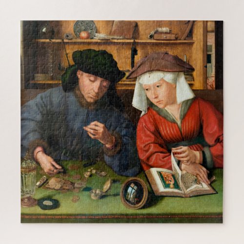 Quentin Matsys _ The Moneylender and His Wife Jigsaw Puzzle
