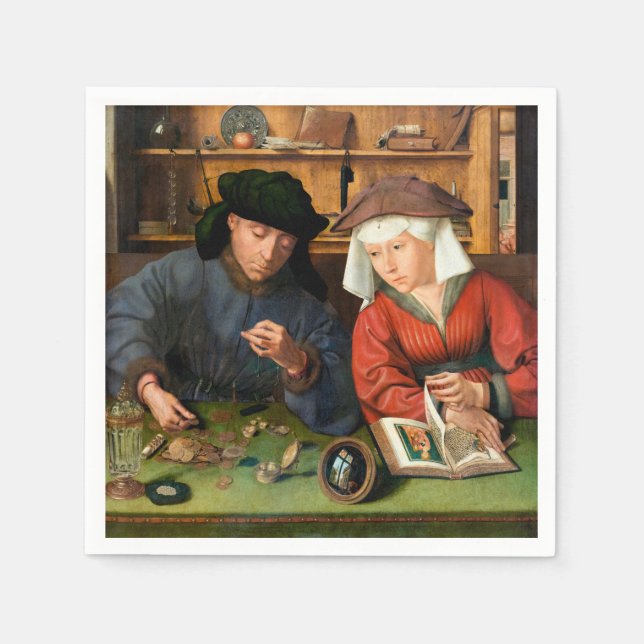 Quentin Matsys - The Moneylender and His Wife Napkins (Front)