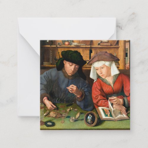 Quentin Matsys _ The Moneylender and His Wife Note Card